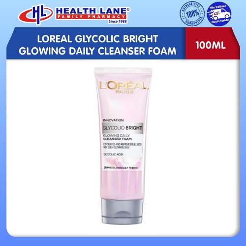LOREAL GLYCOLIC BRIGHT GLOWING HARIAN PENCUCI BERBUIH (100ML)